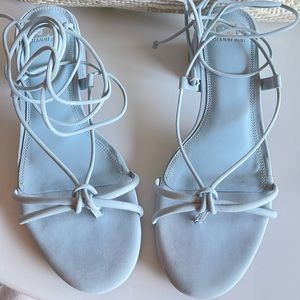 GB Gianni Bini Strappy Wrap Sandal with block heel - light blue